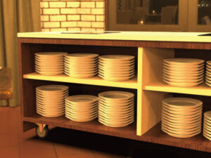Cooking Station with Plate Storage